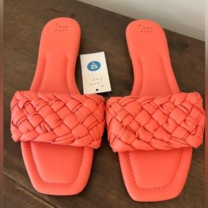 New with Tag A New Day Carissa Braided Slides Shoes Pink Coral 12 W Wide